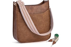 HKCLUF Crossbody Bag for Women Vegan Leather Hobo Handbags Guitar Strap Purse Shoulder Bucket Bag with 2PCS Adjustable Straps