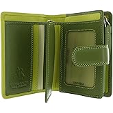 Visconti RB40 Multi Colored Green / Lime / Cream Leather Ladies Wallet and Purse Cluth, Small