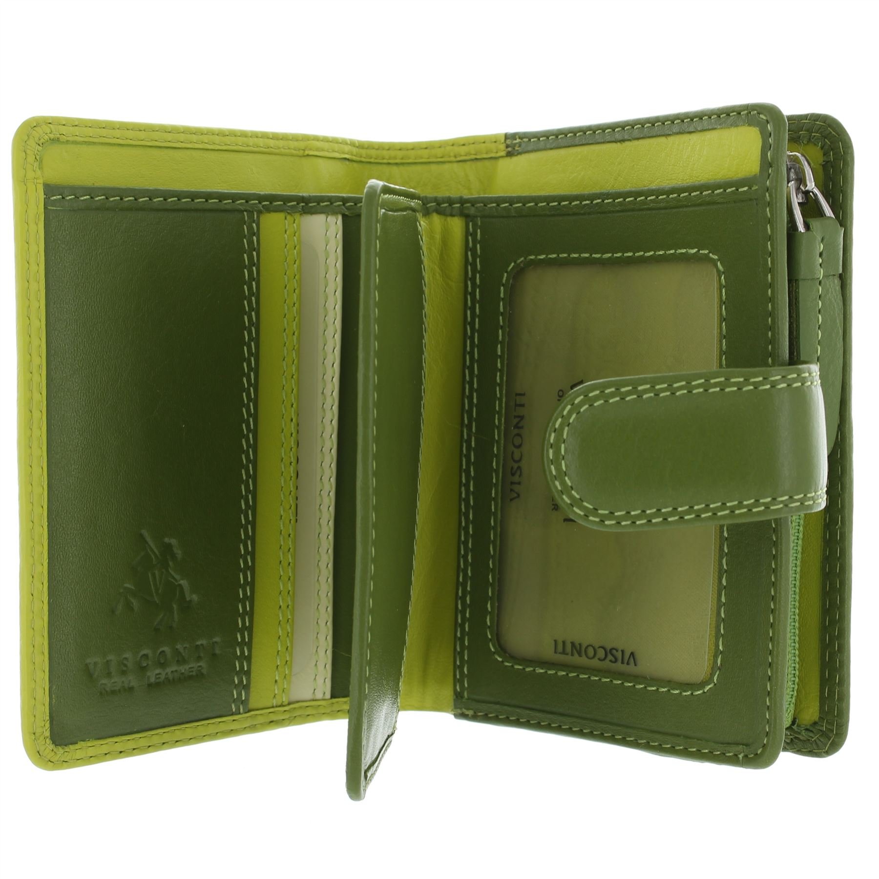 VISCONTI Leather Rainbow Collection Bali Purse RFID Blocking RB40 Lime Multi