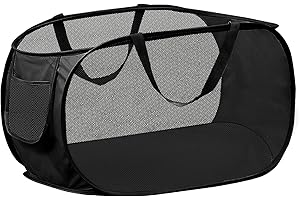 Aplter Collapsible Laundry Baskets Pop Up Laundry Basket Portable Mesh Laundry Hamper for Home, Dorm, Travel, Cruise, Black