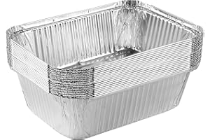 PLASTICPRO Disposable 5 LB Aluminum Takeout Tin Foil Baking Pans 7'' X 10'' X 3'' Inch Bakeware - Cookware Perfect for Baking Cakes,Brownies,Bread, Meatloaf, Lasagna, Pack of 10