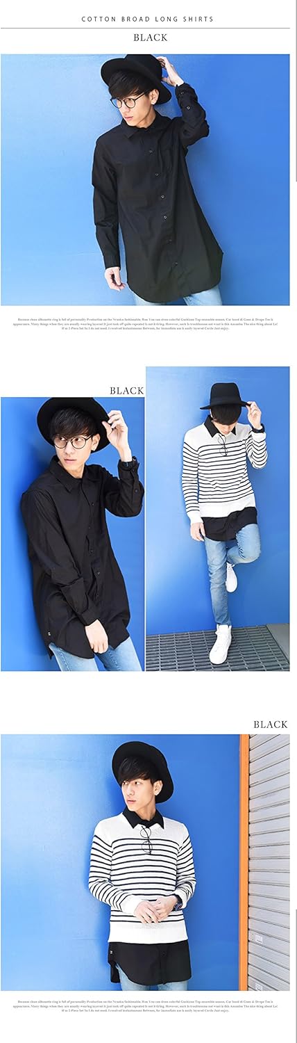 Amazon ブラック L シャツ 長い ロング丈 ブロードシャツ メンズ 長袖 Yシャツ ワイシャツ 無地 スリム きれいめ 長そで おしゃれ 白 秋 冬 Bkb シャツ 通販