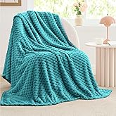 BEDELITE Fleece Throw Blanket for Couch & Bed - 3D Jacquard Decorative Teal Blanket, Super Soft and Cozy Warm Fuzzy Blanket All Seasons Suitable, 50x60Inches