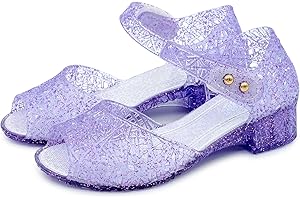 techcity Princess Girls Sandals Dress Up Dance Party Cosplay Jelly Shoes for Kids Toddler Mary Janes