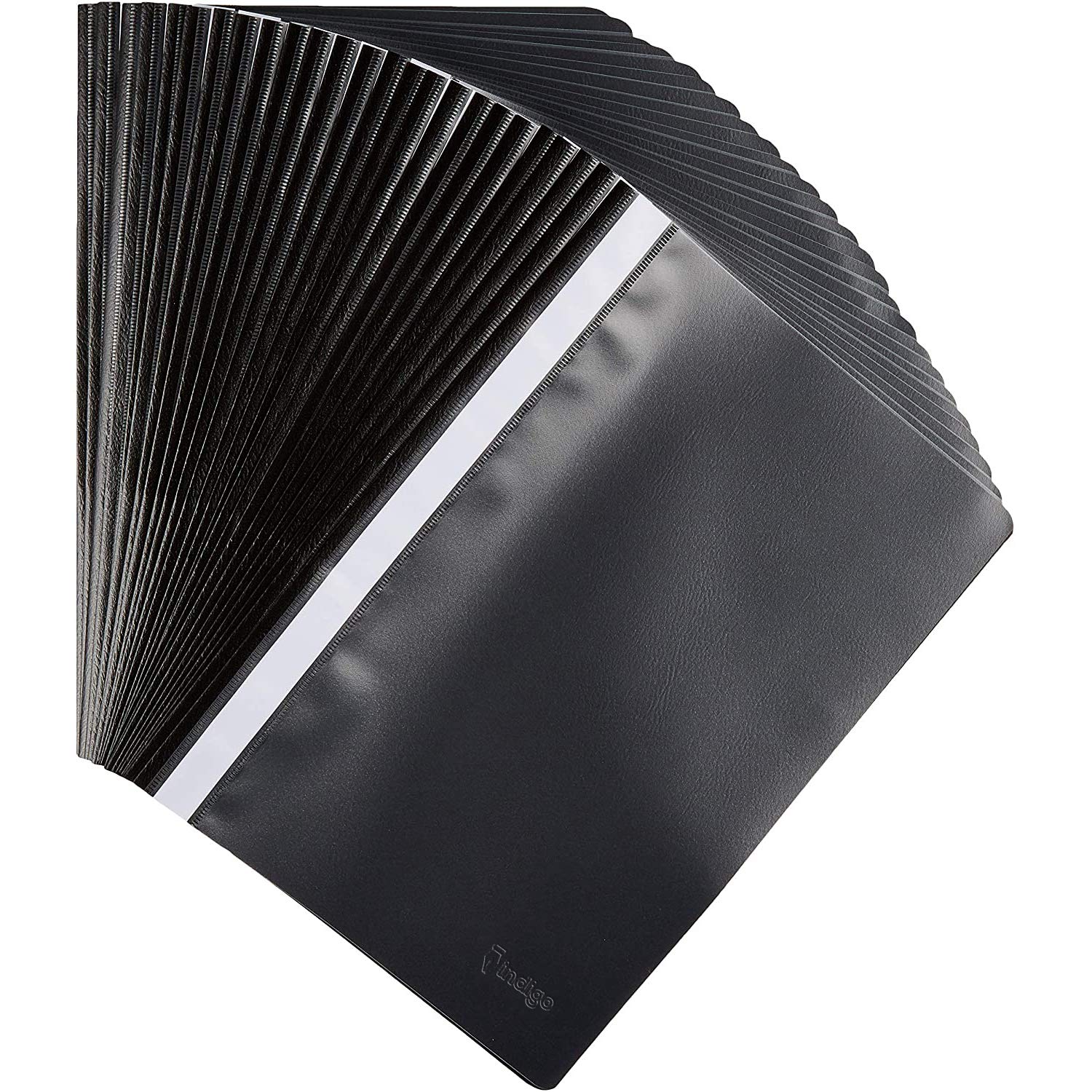 Indigo® A4 Project Folders – Black Report Files with Clear Front Cover & 2-Prong Fastener, 30-Sheet Capacity (Pack of 10)