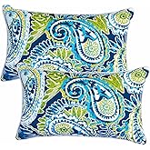 JMKaixin Pack of 2 Patio Lumbar Pillows, 12"x20" Fade Resistant Outdoor Waterproof Lumbar Pillow with Inners, Decorative Garden Lumbar Cushions for Home Patio Terrace Sofa Use