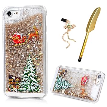 Iphone 7 Case Maxfe Co Christmas Clear Shiny Glitter Amazon Co