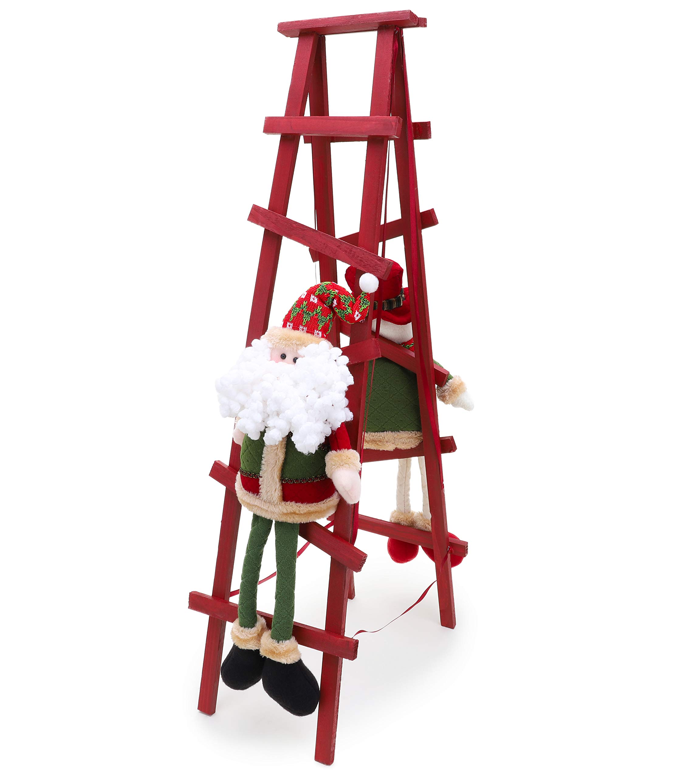 Christmas Concepts® 80cm Standing Christmas Card Holder Santa & Snowman Climbing Ladder With Wooden Pegs