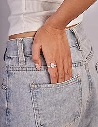 Oivley 2CT Pear Shaped Engagement Rings for Women