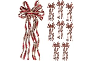 SY Super Bang 8 Pcs Burgundy/Gold Velvet Christmas Bows for Christmas Tree Decorations Door Wreath Garland Bow Ornaments, for Gift Wrapping Wedding Home Holiday Party Decor.