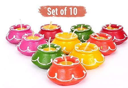 Tied Ribbons Handmade Matki Candle Set of 10