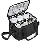 Trunab Reusable 6 Cups Drink Carrier for Delivery Insulated Drink Caddy with Handle and Shoulder Strap, Adjustable Dividers, Beverages Carrier Tote Bag, for Daily Life Takeout, Outdoors, Travel