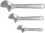 Silverline Adjustable Wrench Set 3 Piece 150 200 250mm Carbon Steel Hand Tool view 2