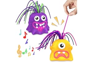LREALL 2PCS Fun Hair Pulling Fidget Screaming Monster Toys, Anti Anxiety Toys and Venting Novelty Toys, Different Screams Made by Hair Pulling, for 3 4 5 6 7+ Kids Boys Girls(Yellow&Purple)