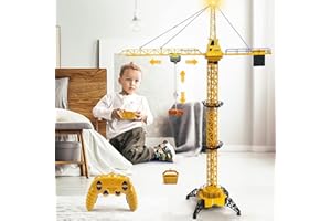 Mini Tudou 6 Channel Infinite Rotation Remote Control Tower Crane Toy 50.4 inch 2.4GHz RC Construction Toy Lift Model with Tower Light & Sound for Boys