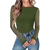 Avidlove Women Long Sleeve Body Suits Mesh Boat Neck Shapewear Bodysuit Crew Neck Leotards Going Out Tops Fall Outfits