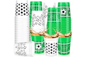 NORME 24 Pcs Soccer Party Plastic Cups Bulk Reusable Soccer Fan Party Plastic Cups 16 oz Sports Ball Reusable Supplies Decorations Ball Drinking for Sports Birthday Favors