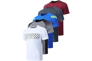 LIBERTY IMPORTS 5 Pack Men’s Active Quick Dry Crew Neck T Shirts | Athletic Running Gym Workout Short Sleeve Tee Tops Bulk