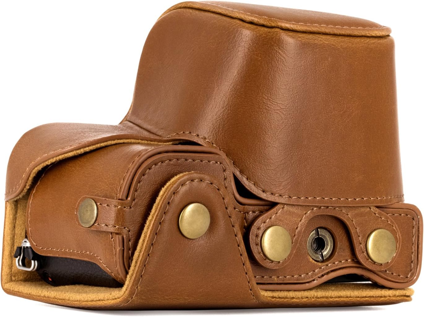 MegaGear MG408 Sony Alpha A6300, A6000 (16-50 mm) Ever Ready Leather Camera Case and Strap - Light Brown, 6.6 cm x 4.57 cm x 11.94 cm - Image 3