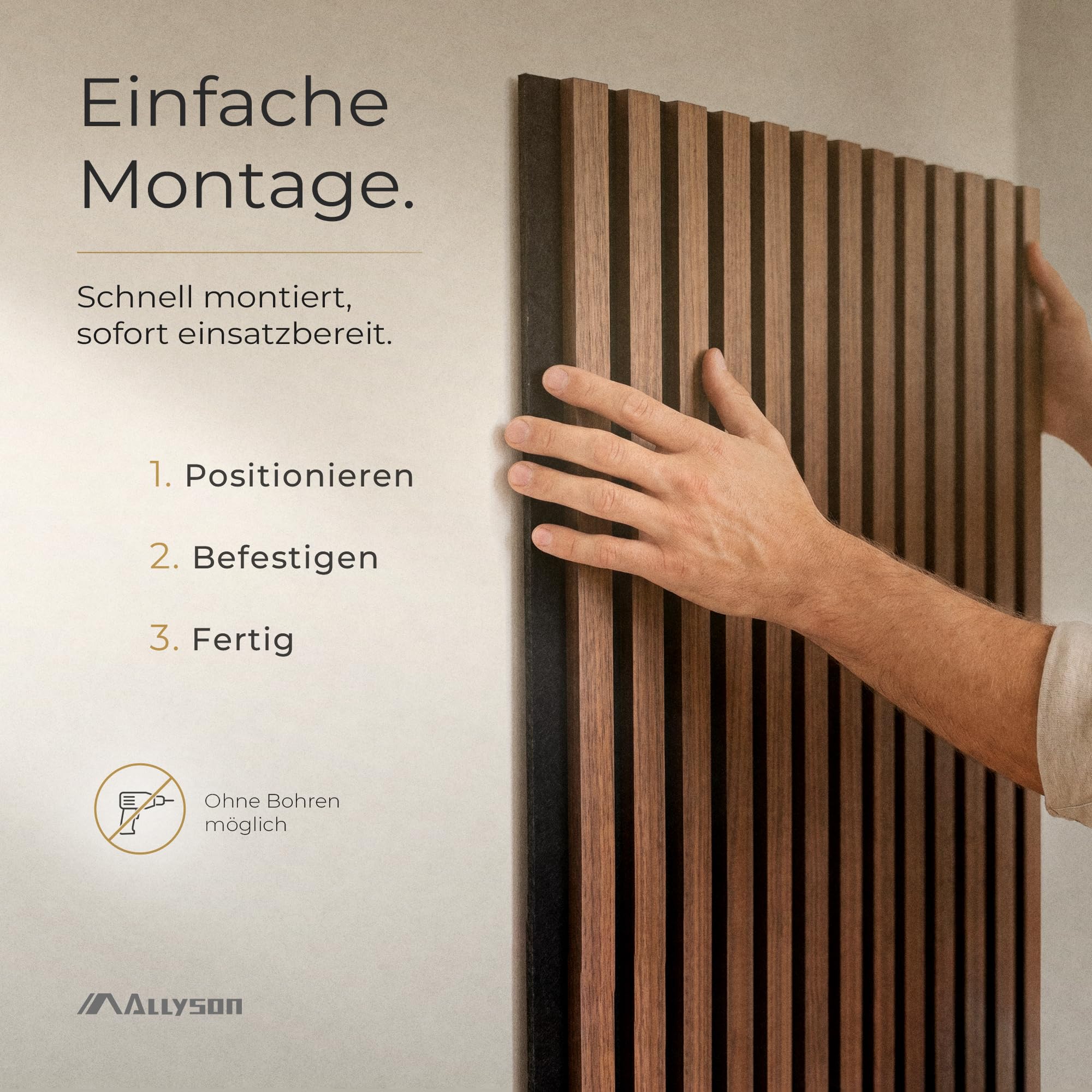 Allyson® 4er-Set Akustikpaneele 120 x 60 x 2,1cm, Holzoptik, 3D-Wandpaneele 7