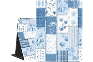 AdorableWhimsy Blue Patchwork Floral Case for iPad 10th Generation 2022 10.9"/ iPad (A16) 11th Gen 2025 11" with Pencil Holde