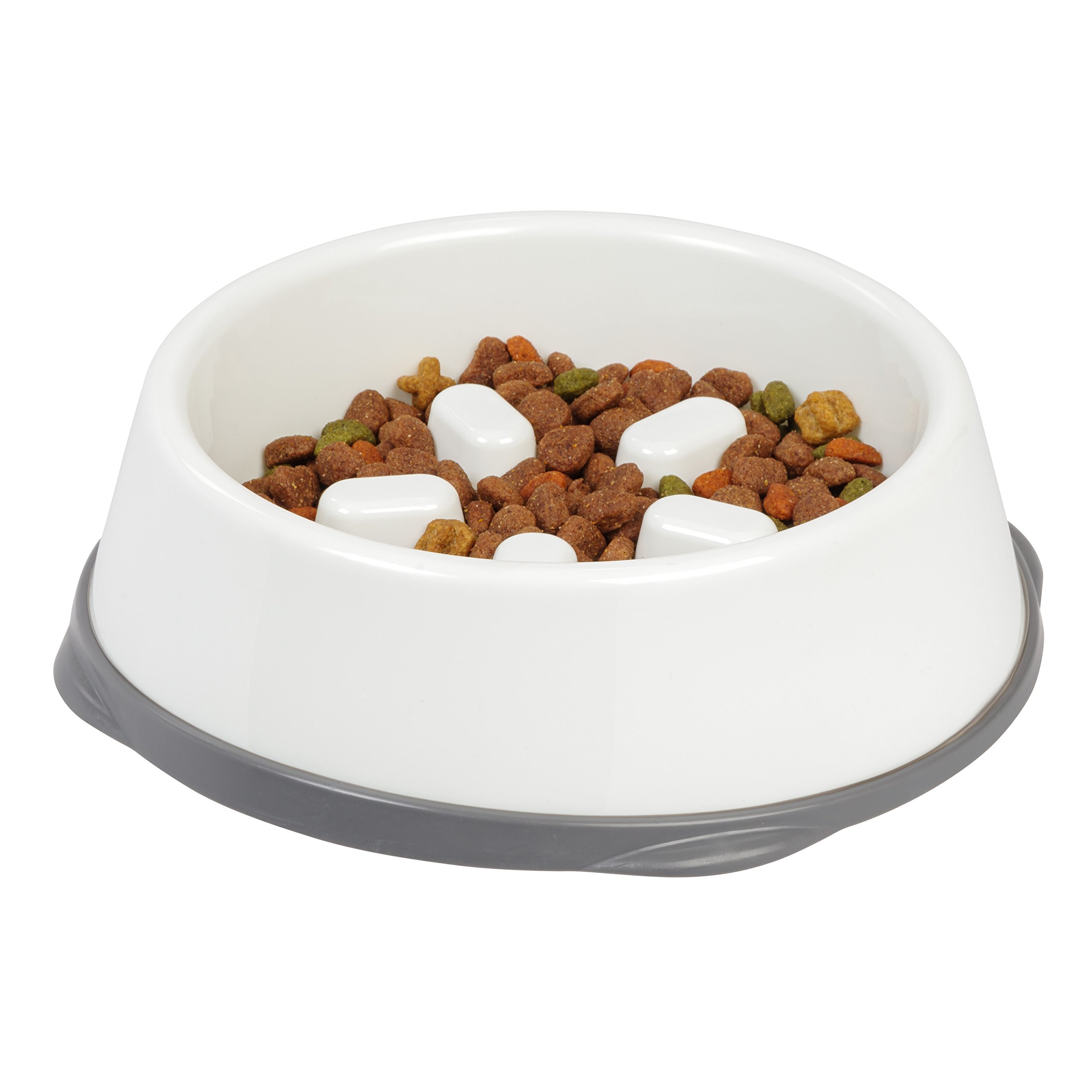 IRIS USA, Inc. Large Slow Feeding Bowl for Short Snouted Pets, White/Gray (588048)