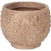 Creative Co-Op 9.25" Round Sandstone Hobnail Planter with Distressed Finish, Greige