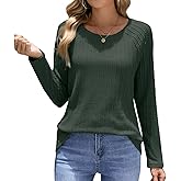 Anygresst Womens 2025 Fall Fashion Long Sleeve Tops Lightweight Trendy Shirts Crewneck Knit Basic Tee