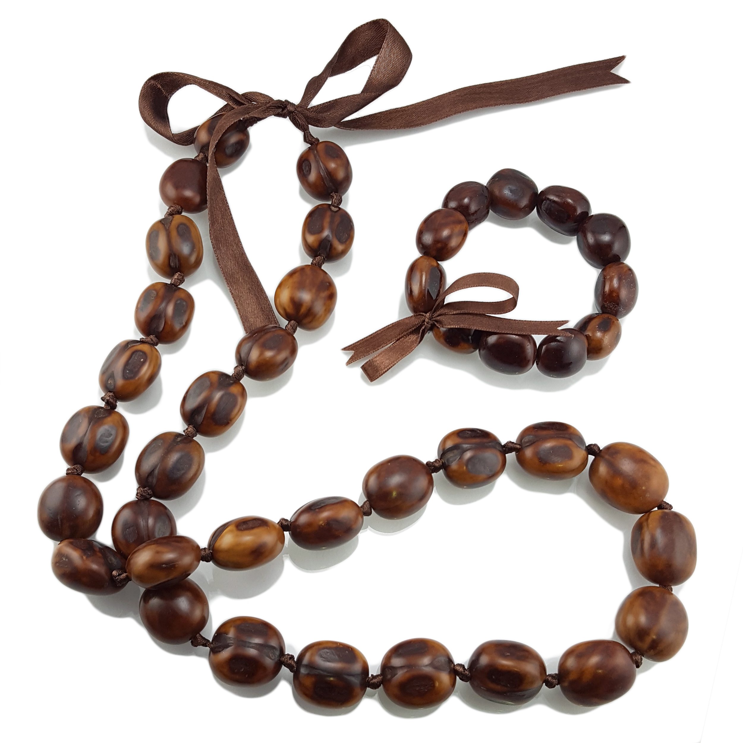 Kukui Nut Lei Necklace / Bracelet Set (Natural) 4893433172675 eBay