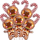 11Pcs Christmas Balloons Party Decorations - 32 Inch Gingerbread Balloons for Gingerbread Christmas Decorations - Red Candy Cane Balloon for Holiday Party Decor - Candy Cane Xmas Decor