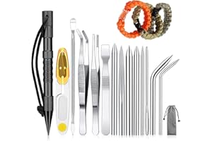 HONOSON 14 Pieces Paracord Tools Needles Paracord FID Set Stitching Set Stainless Steel Lacing Needles Smoothing Tool Knotter with Marlin Spike for Work Leather Weaving(Black)
