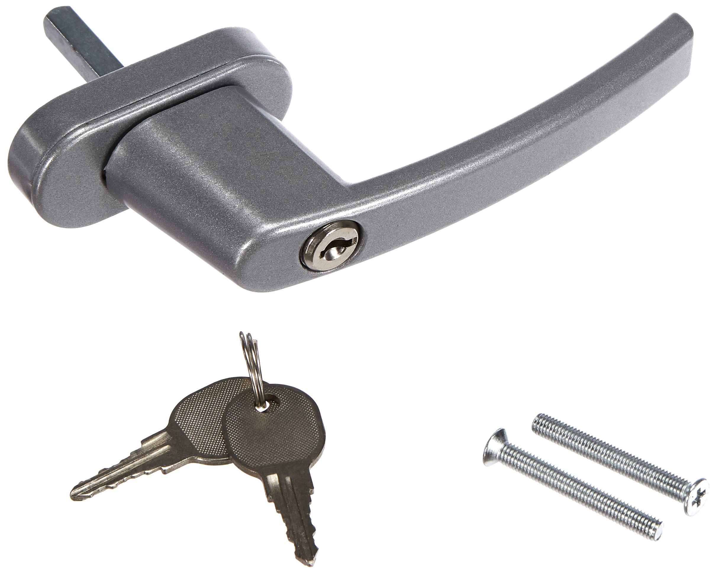 OLYMPIA FGS 100 FGS100 Lockable Window Handle with 2 Keys Each Window Lock with Lock Square 7 x 7 mm Pin Length 35 mm Coated Metal, Silver