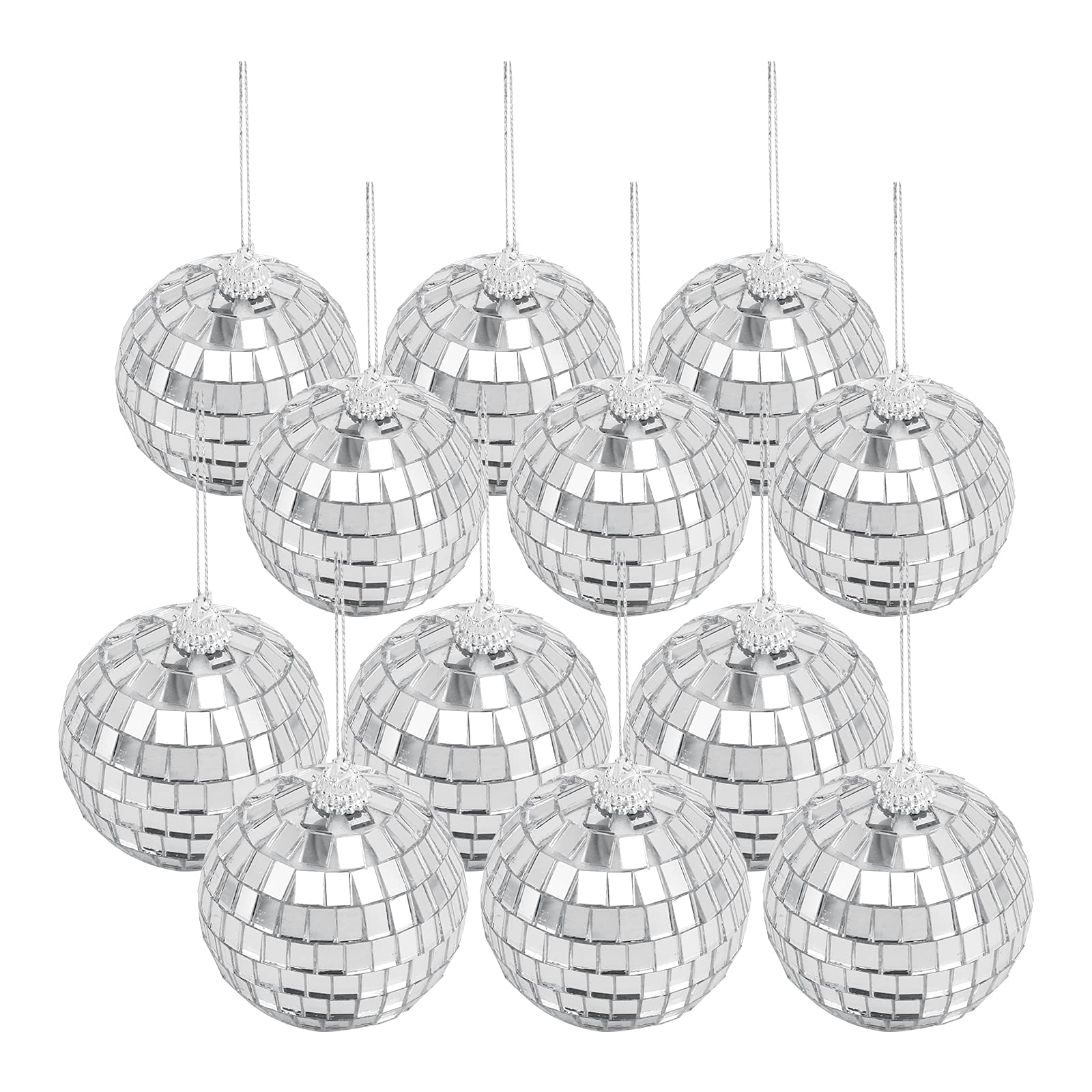 Seahelms Mirror Disco Balls,Silver Hanging Ball for Wedding Home Party Scene Birthday Party Decoration Lighting Effect (12PCS)