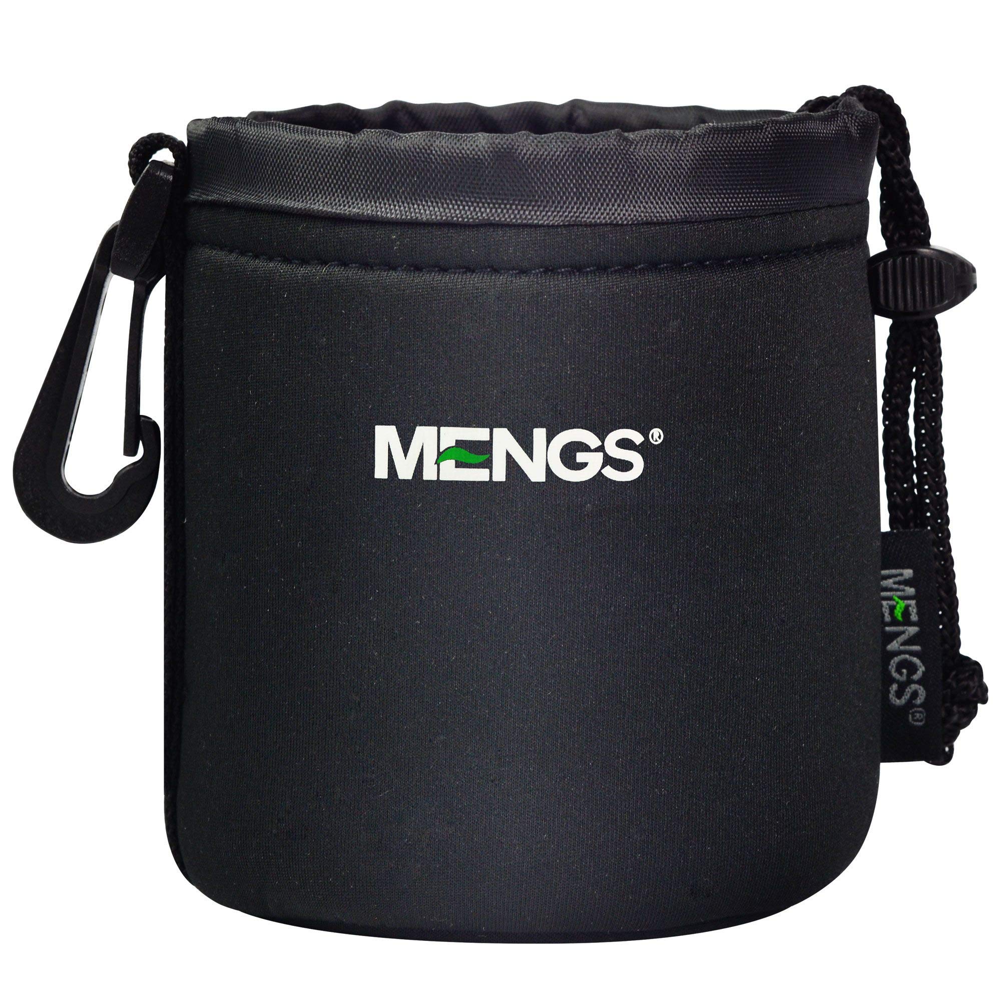 MENGS Small Size (S) High Grade Protective Neoprene Lens Pouch For Canon, Leica, Nikon, Olympus, Panasonic, Pentax, Samsung, Sigma, Sony, Tamron, Tokina Lenses, Etc. - Hook And Belt Loop