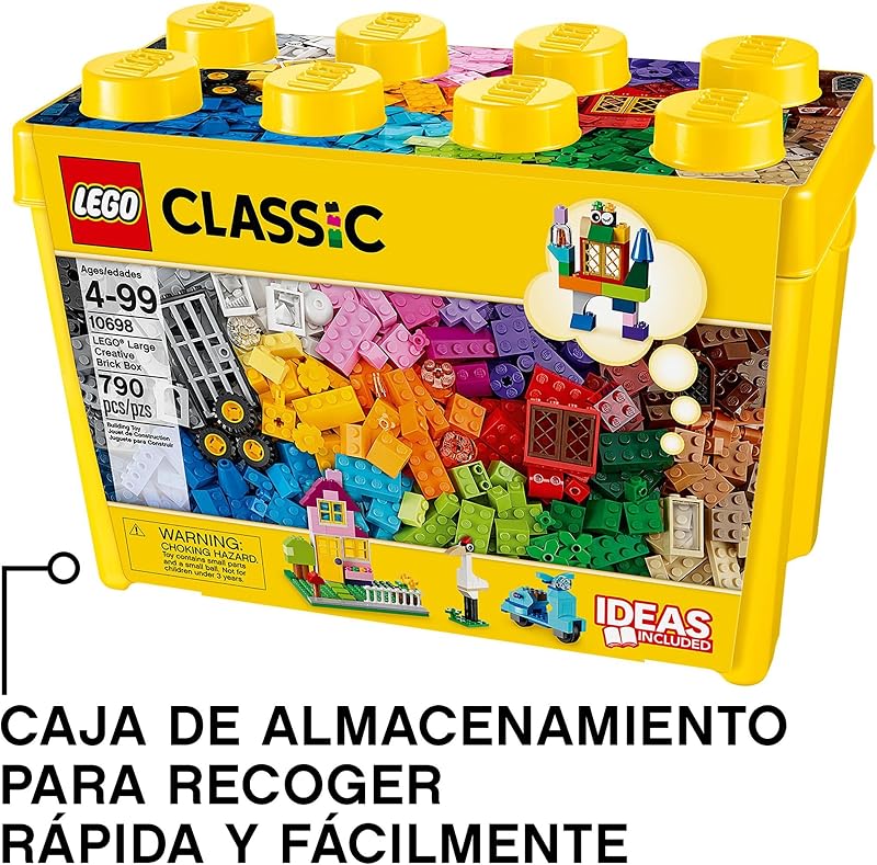 Lego 10698 classic grande caixa de peças criativas, brinquedos para meninos e meninas de 4 anos ou mais, 2 bases verdes, animais, casas e carros de brinquedo, conjunto de construção