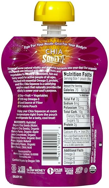 MAMMA CHIA SQUEEZE PACKS – STRAWBERRY BANANA – 3.5 OZ