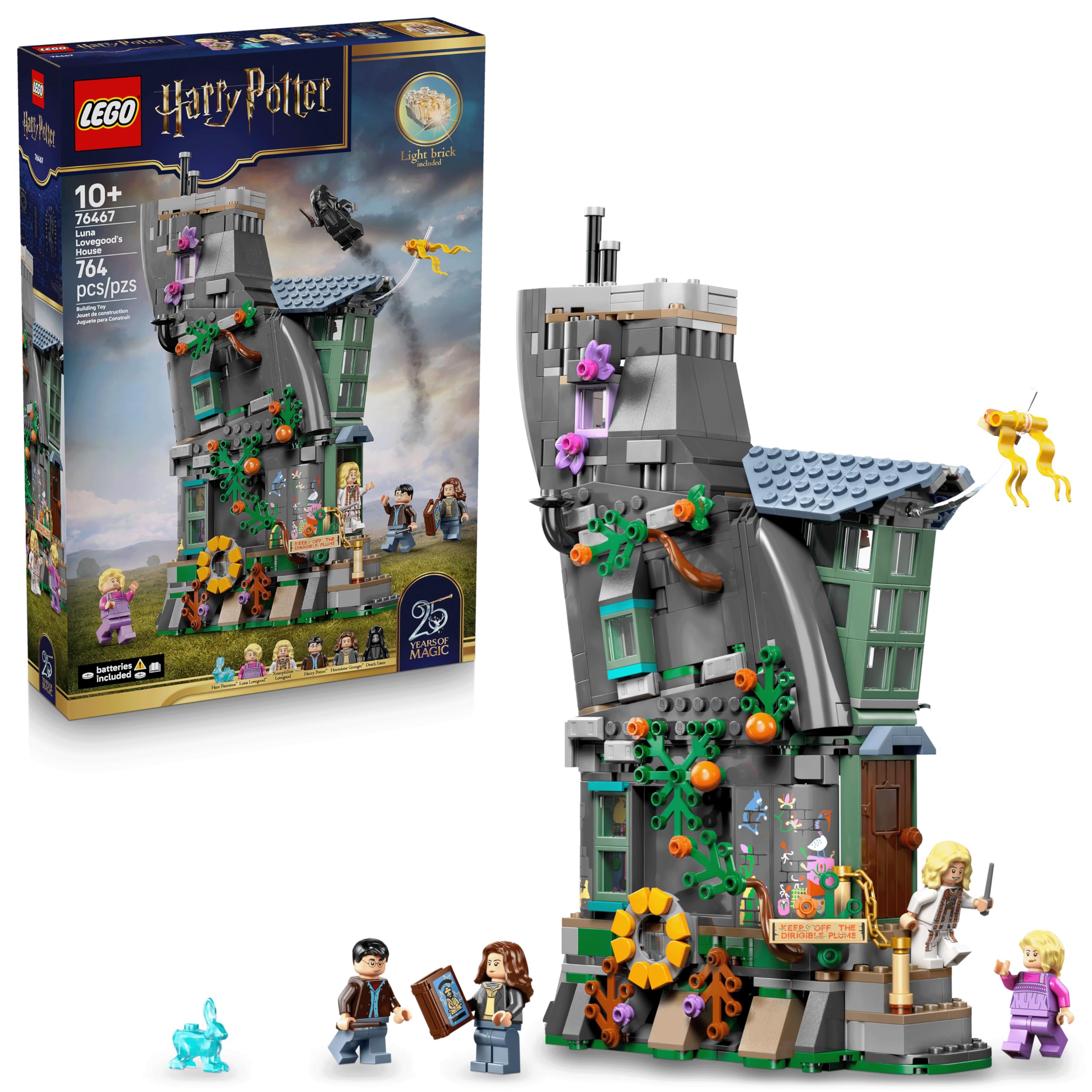 LEGO Harry Potter Luna Lovegood’s House Building Toy for Girls & Boys - Pretend Play & Display Book Shelf or Bedroom Decor for Kids, Ages 10+ - W/Luna's Hare Patronus - Gift Idea for Birthdays - 76467
