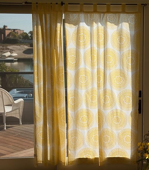 Amazon Com Attiser Yellow Indian Bohemian Sheer Curtain 46 X 63