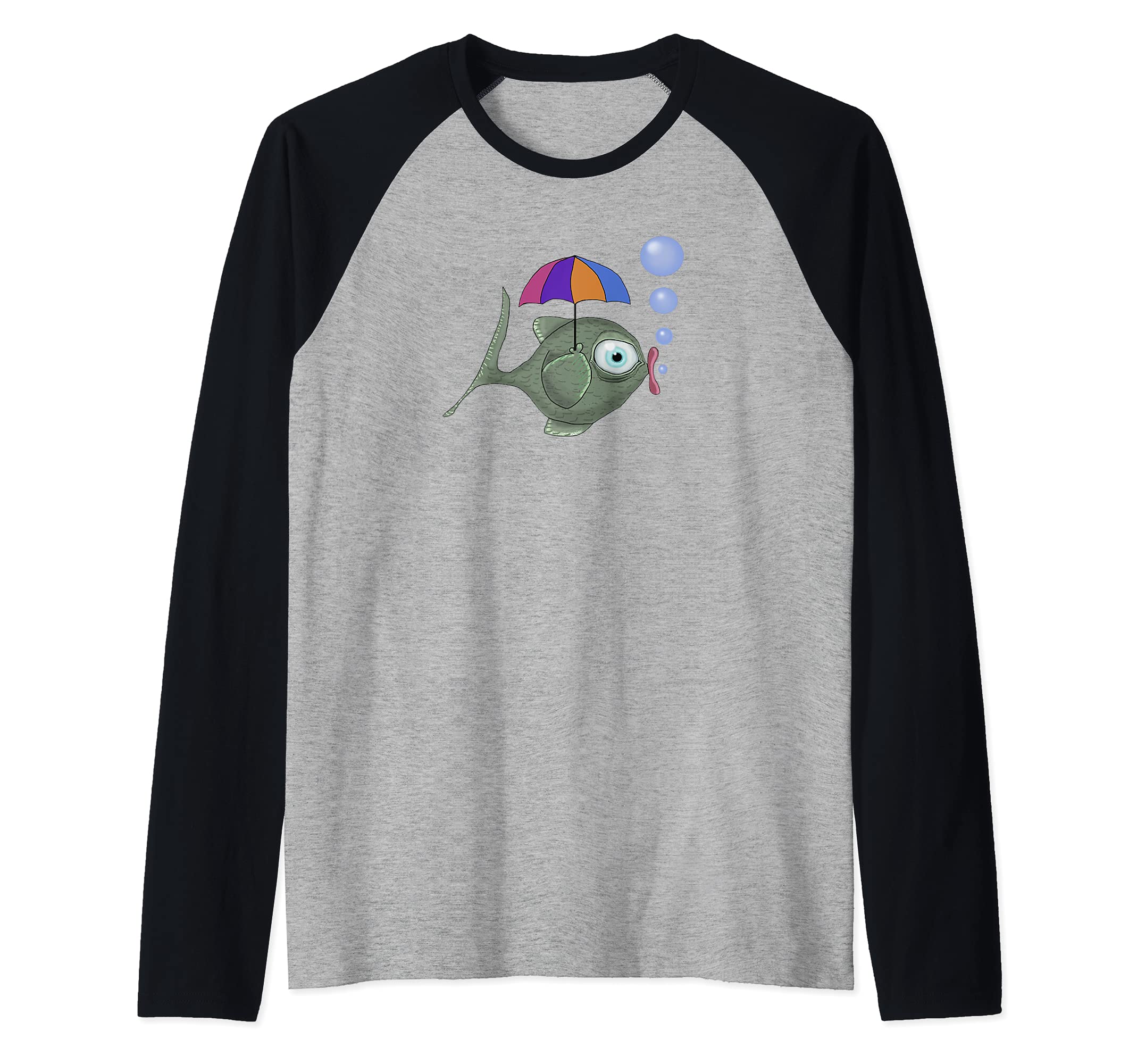 'Umbrella Fish' Raglan Baseball Tee