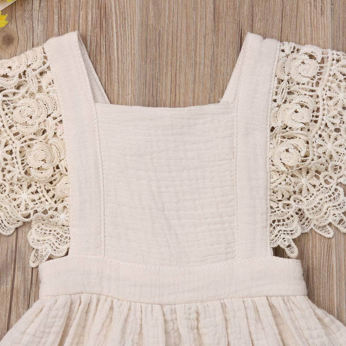 Toddler Baby Girl Infant Comfy Cotton Linen Lace Princess Overall Dress Sundress: Clothing