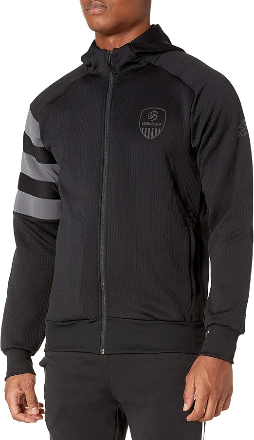 adidas Adult Unisex USA Volleyball Zip Hoodie Black/Gray XX