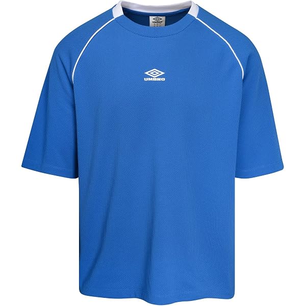 Umbro Men's Iconic Short Sleeve Boxy Tee, Dark Navy/Vista Blue