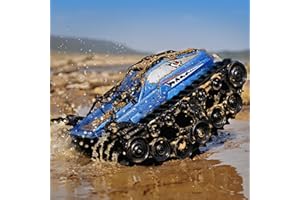 Ruko 1604 Amphibious Remote Control Car, Waterproof Shark Monster Truck, 360° Rotating Tank, Full Throttle, Cool Tricks Track Toys for Age 6 7 8 9 10 Year Old Boys Girls Birthday Gifts, Blue