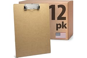 Officemate Recycled Wood Clipboards, Low Profile Clip, 12 Pack Clipboards, Letter Size (9 x 12.5 Inches), Brown (83812)