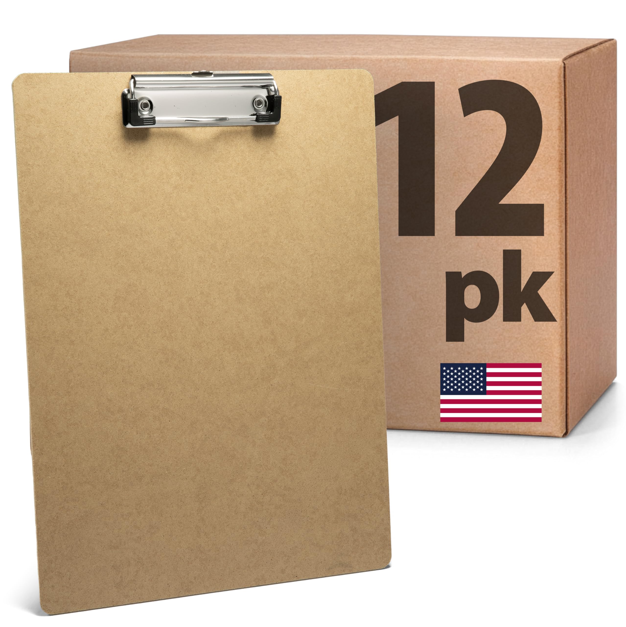 Officemate Letter Size Wood Clipboards, Low Profile Clip, 12 Pack Clipboard, Brown (83812)