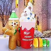 7.5FT Inflatable Christmas Gingerbread Man, Built-in White LEDs Christmas Blow Up Yard Decorations, Xmas Inflatables Outdoor Decorations for Yard Garden Patio Lawn
