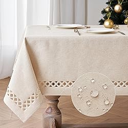 MIULEE Natural Thick Polyester Linen Rectangle
