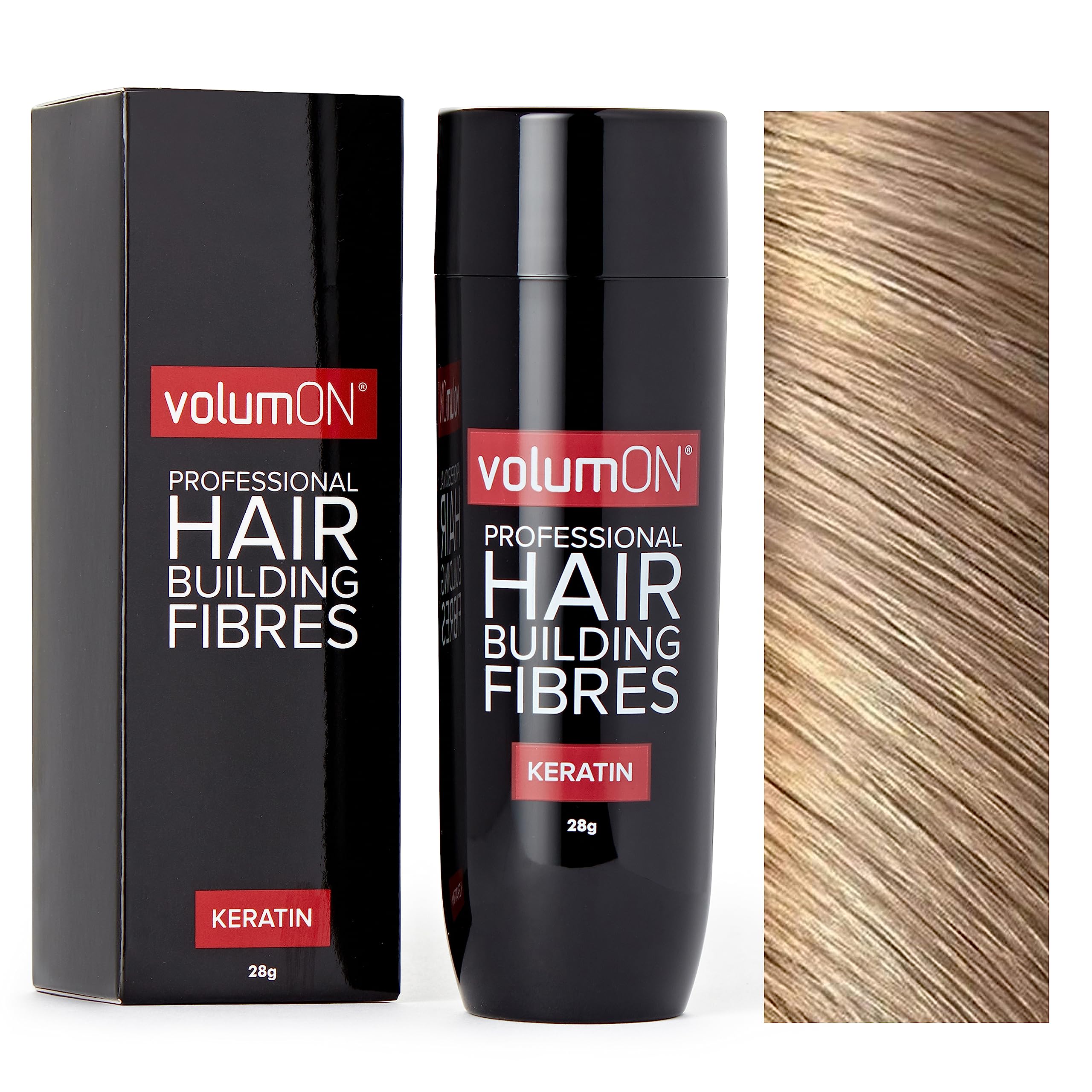 Volumon Hair Building Fibres for Thinning Hair 28g – Medium Blonde| Natural Keratin Hair Loss Concealer for Men & Women | Covers Bald Spots, Adds Volume, No Smear, Sweatproof, Instant Hair Thickener