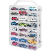 KISLANE Toy Car Storage Case, 48 Slots Double Sided Display Case, Clear | Portable case fits 1:64 diecast cars. Case only, cars not included. Stackable design for collectors and kids.