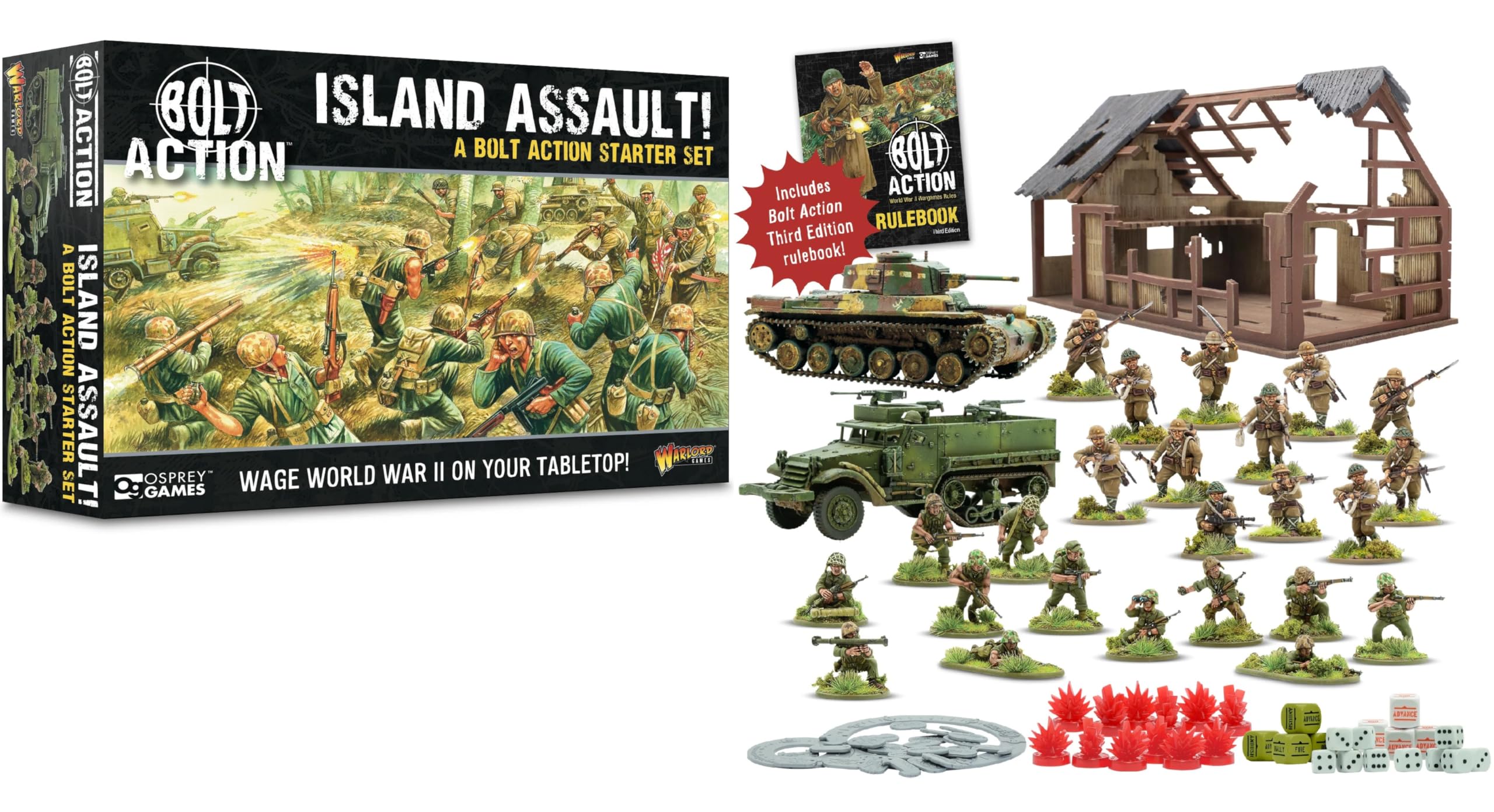 Warlord Games Island Assault - Bolt Action Third Edition Starter Set - 28mm World War 2 Strategy Battle Game for 2 or more Players Using Miniatures